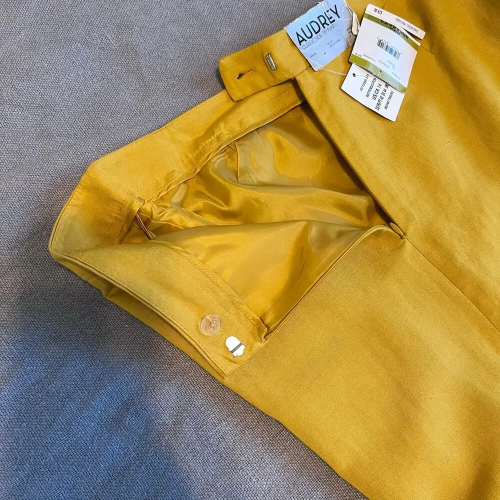 Kasper the Audrey Linen Trouser Straight Leg in Butterscotch Yellow Women's 14 - Picture 8 of 15